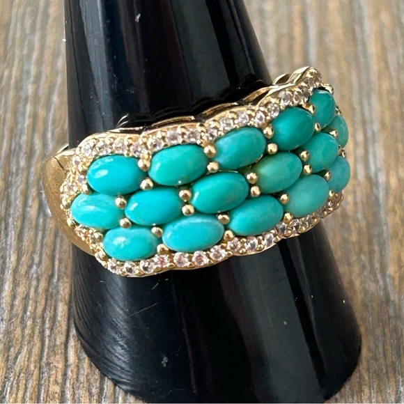 Sleepy beauty turquoise cabochon 14k Gold ring size 10 - Picture 5 of 16